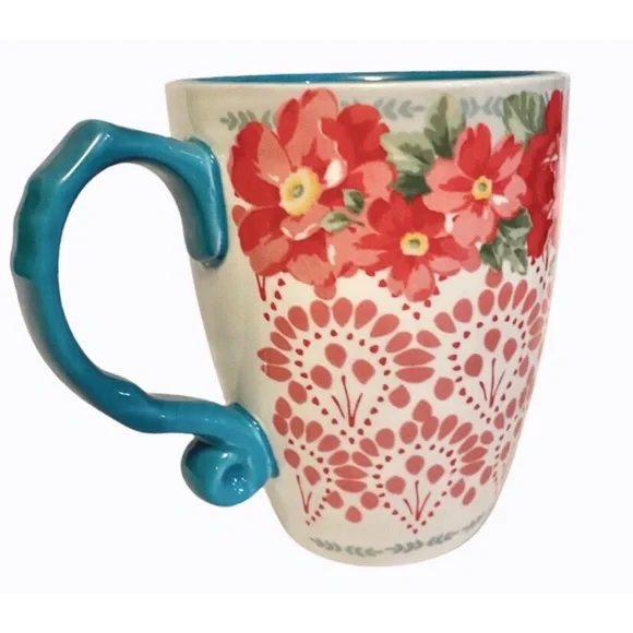 NWT 2 Pioneer Woman Vintage Floral Jumbo Ceramic Latta Mug, 24 ozs - Picture 2 of 4